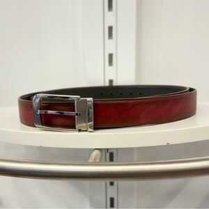 Men’s Handmade Calf Leather Belt – Big & Tall (Burgundy)